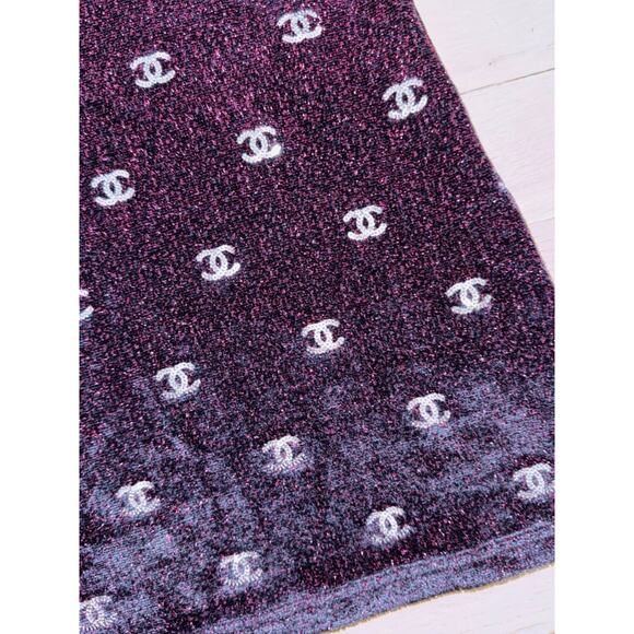 Chanel 20N Navy Blue Fuchsia Pink Silver Sequin CC Logo Stretch Top T Shirt 38 - Picture 12 of 16